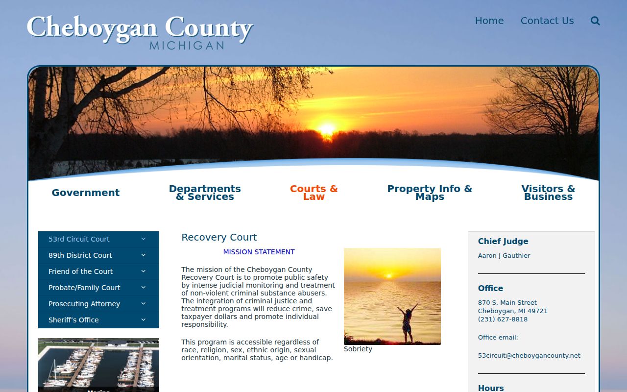 Cheboygan criminal docket context for the 53rd Circuit Recovery Court