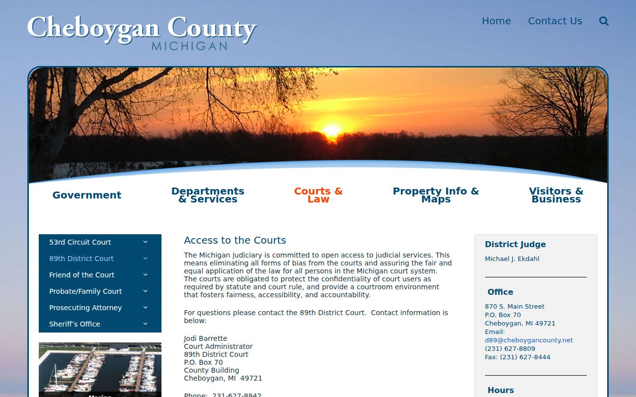 Cheboygan traffic court record public-access and confidentiality information