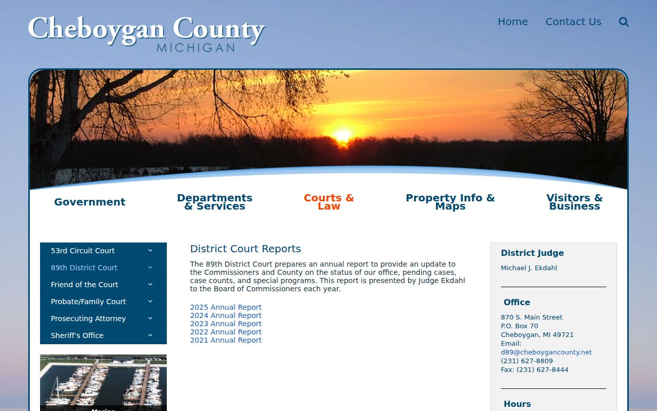 Cheboygan County court calendar annual reports for the 89th District Court