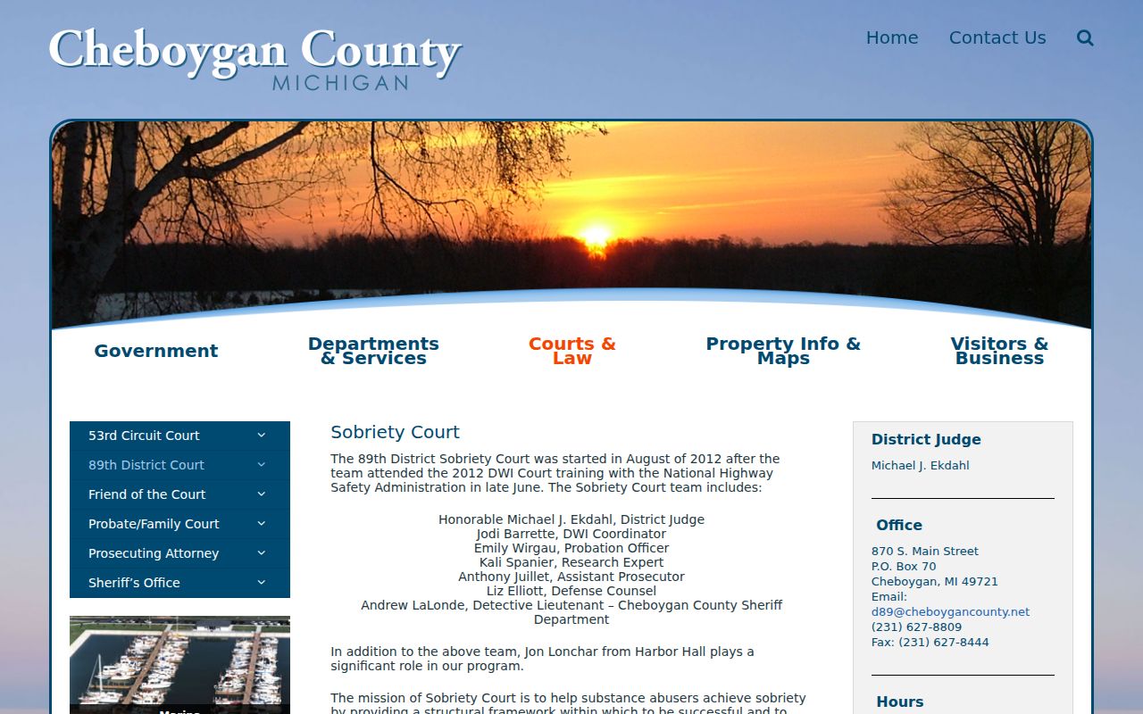 Cheboygan criminal docket information for the 89th District Sobriety Court