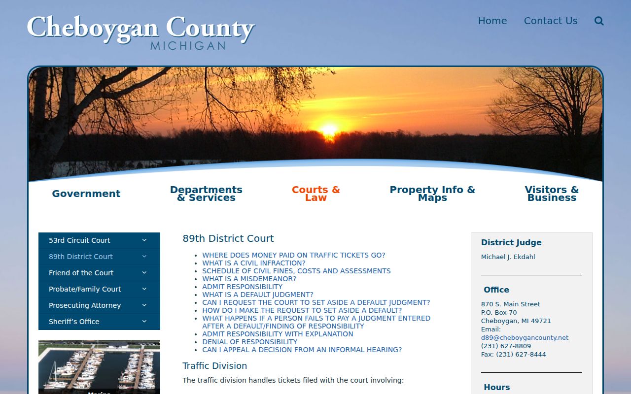 Cheboygan traffic court record rules from the 89th District Court Traffic Division