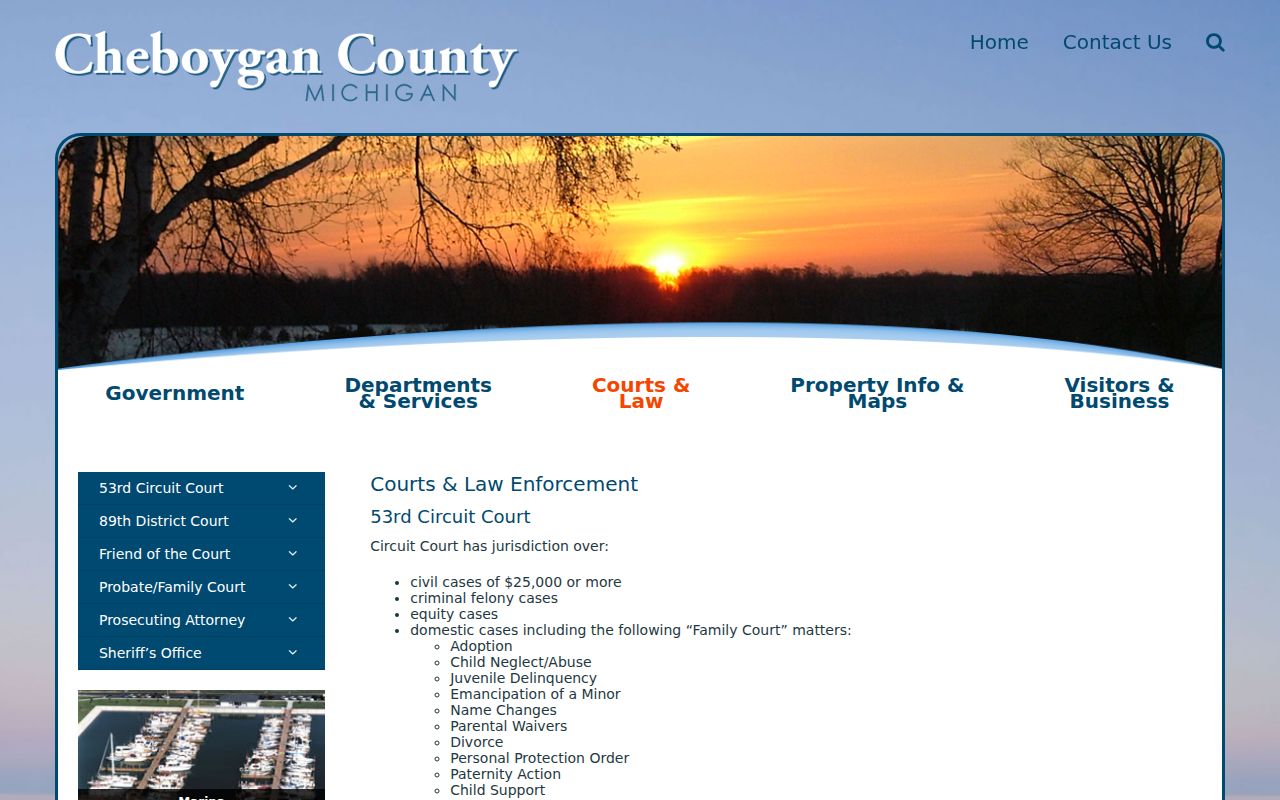 Cheboygan County court docket court and law enforcement directory