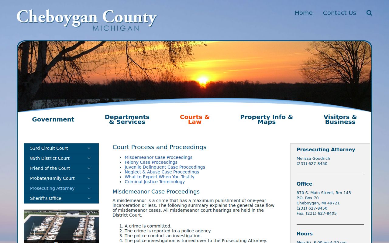 Cheboygan criminal docket process for local misdemeanor and felony cases