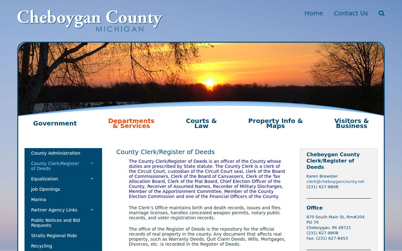 Cheboygan County court docket clerk records counter