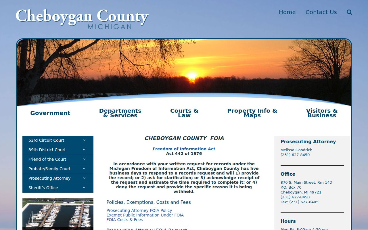 Cheboygan court records and county FOIA process boundary
