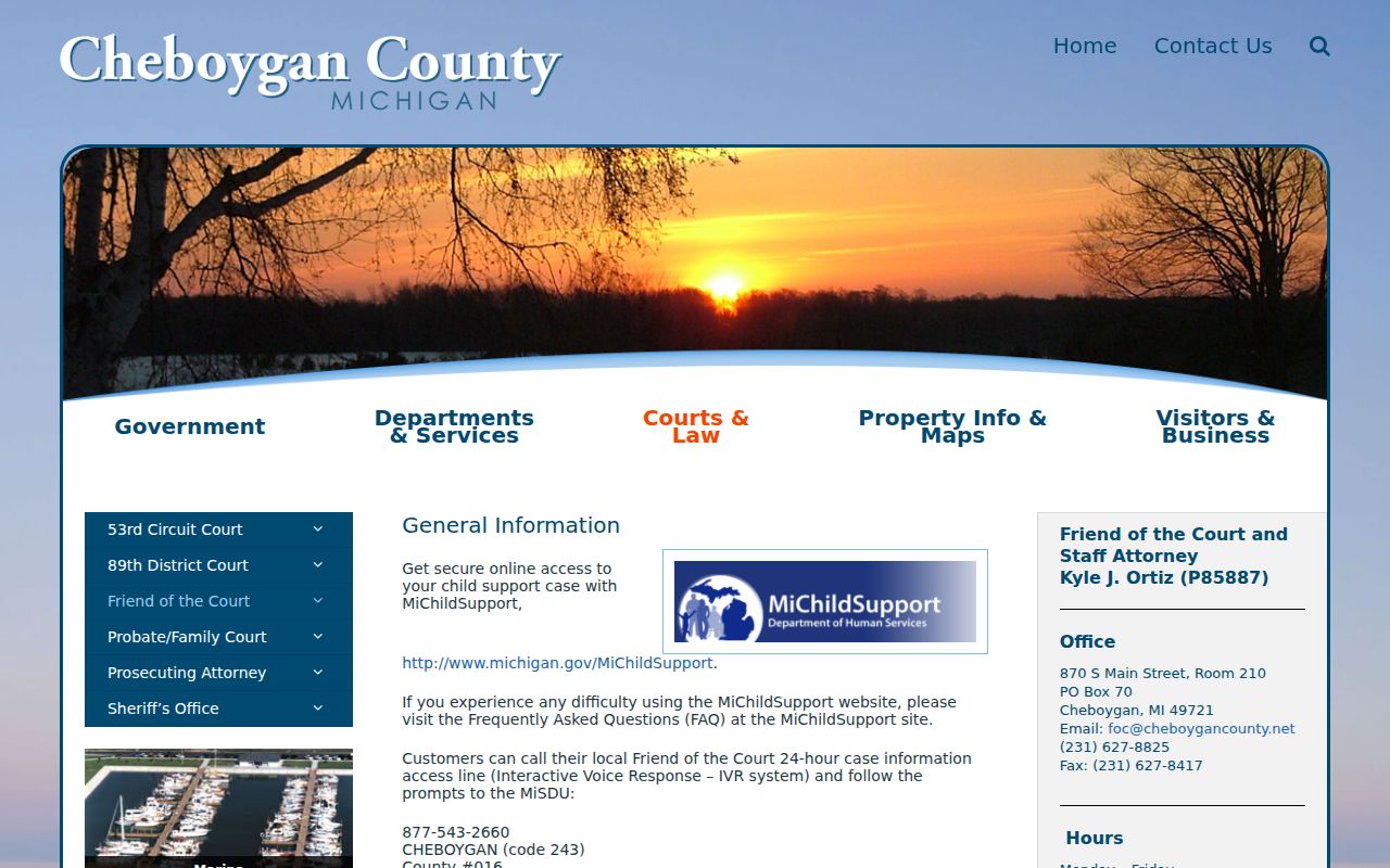 Cheboygan court records information about Friend of Court access limits